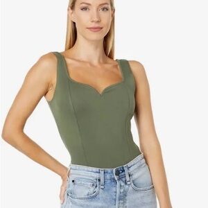 Abercrombie & Fitch Ponte Corset Sweetheart Bodysuit BROWN